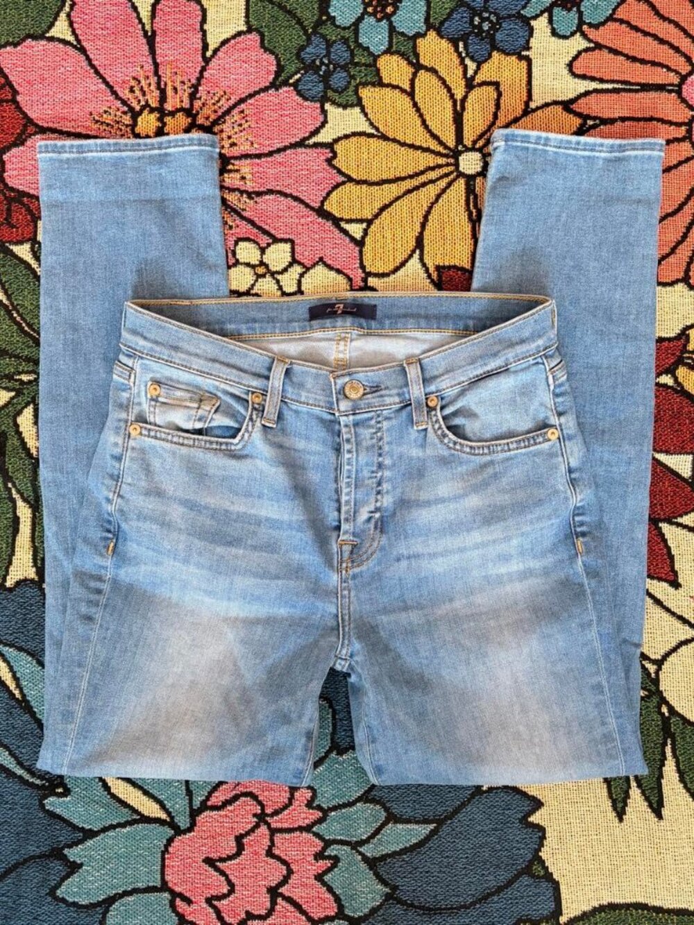 7 For All Mankind Light Wash Straight Leg Jeans 25